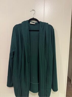 SEAS 78 & Sunny Open Front Hooded Cardigan in Deep Teal
